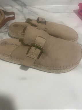 Haute Hippie Suede Slip-On Vlog Mule with Buckle